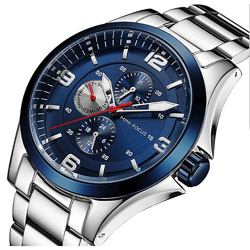 Men's Steel Band Watches Japanese Japanese Quartz Stainless Steel Black / Silver 30 m Water Resistant / Waterproof Calendar / date / day Noctilucent Analog - Digital Fashion Elegant - Dark Blue black
Men's Steel Band Watches Japanese Japanese Quartz Stainless Steel Black / Silver 30 m Water Resistant / Waterproof Calendar / date / day Noctilucent Analog - Digital Fashion Elegant - Dark Blue black