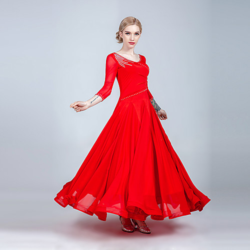 Ballroom Dance Dresses Women's Training / Performance Chiffon / Ice Silk Split Joint / Crystals / Rhinestones 3/4-Length Sleeve Dress
Ballroom Dance Dresses Women's Training / Performance Chiffon / Ice Silk Split Joint / Crystals / Rhinestones 3/4-Length Sleeve Dress
