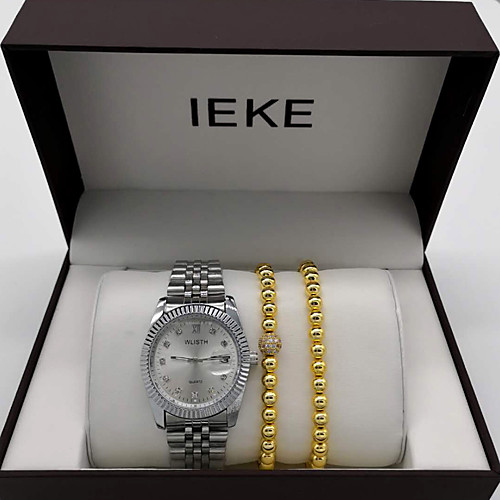 Men's Steel Band Watches Japanese Quartz Stainless Steel Silver / Gold 30 m Calendar / date / day Chronograph Creative Analog New Arrival Fashion - Silver / Black Gold / Silver / White Gold / Silver
Men's Steel Band Watches Japanese Quartz Stainless Steel Silver / Gold 30 m Calendar / date / day Chronograph Creative Analog New Arrival Fashion - Silver / Black Gold / Silver / White Gold / Silver