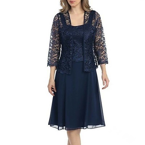 Women's Plus Size Basic Slim Sheath Two Piece Dress - Solid Colored Lace Strap Lace Navy Blue S M L XL
Women's Plus Size Basic Slim Sheath Two Piece Dress - Solid Colored Lace Strap Lace Navy Blue S M L XL
