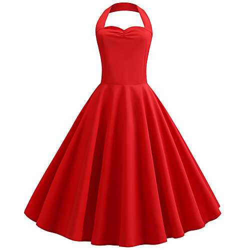Women's Basic Elegant Sheath Swing Dress - Solid Colored Halter Neck Red L XL XXL
Women's Basic Elegant Sheath Swing Dress - Solid Colored Halter Neck Red L XL XXL