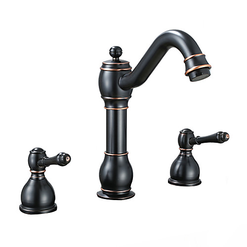 Bathroom Sink Faucet - Widespread Brushed / Black Widespread Two Handles One HoleBath Taps
Bathroom Sink Faucet - Widespread Brushed / Black Widespread Two Handles One HoleBath Taps