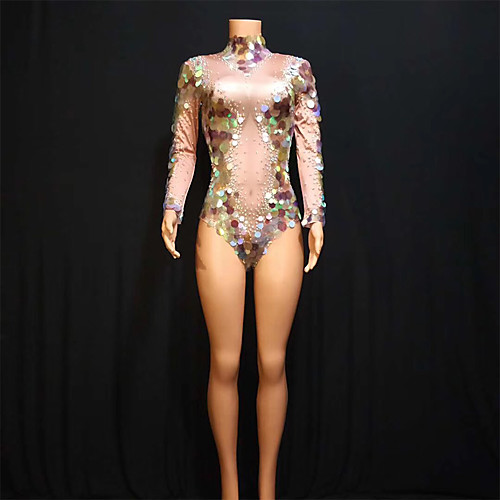 Exotic Dancewear Rhinestone Bodysuit / Nightclub Jumpsuits / Club Costume Women's Performance Spandex Crystals / Rhinestones / Paillette Long Sleeve Leotard / Onesie
Exotic Dancewear Rhinestone Bodysuit / Nightclub Jumpsuits / Club Costume Women's Performance Spandex Crystals / Rhinestones / Paillette Long Sleeve Leotard / Onesie