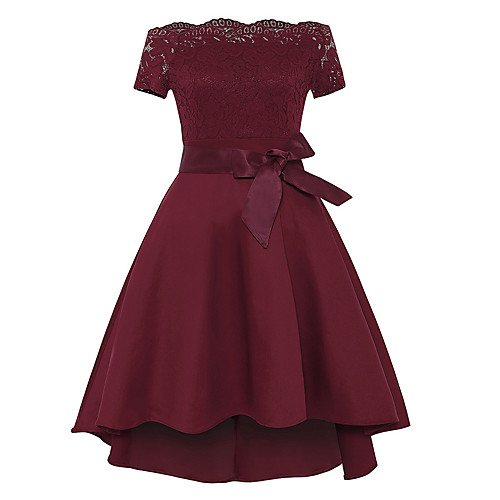Casual Dress A-Line Off Shoulder Asymmetrical Lace / Jersey Vintage Inspired Cocktail Party Dress with Bow(s) / Lace Insert by LAN TING Express
Casual Dress A-Line Off Shoulder Asymmetrical Lace / Jersey Vintage Inspired Cocktail Party Dress with Bow(s) / Lace Insert by LAN TING Express