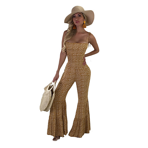 Women's Boho / Street chic Strap / Off Shoulder Yellow Wide Leg Slim Jumpsuit Onesie, Solid Colored Patchwork S M L
Women's Boho / Street chic Strap / Off Shoulder Yellow Wide Leg Slim Jumpsuit Onesie, Solid Colored Patchwork S M L