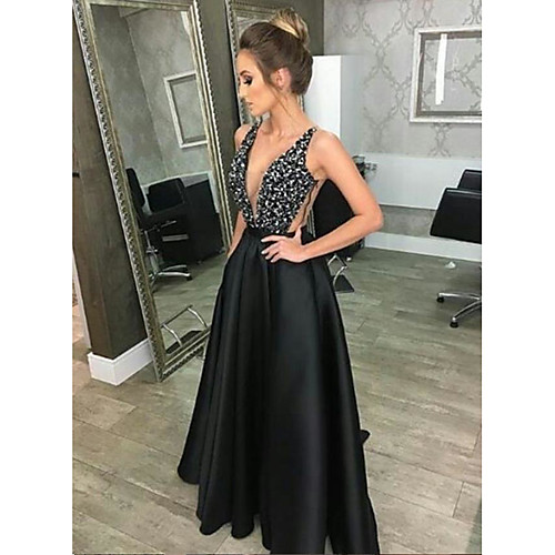 A-Line Plunging Neck Floor Length Satin Open Back Formal Evening Dress with by LAN TING Express
A-Line Plunging Neck Floor Length Satin Open Back Formal Evening Dress with by LAN TING Express