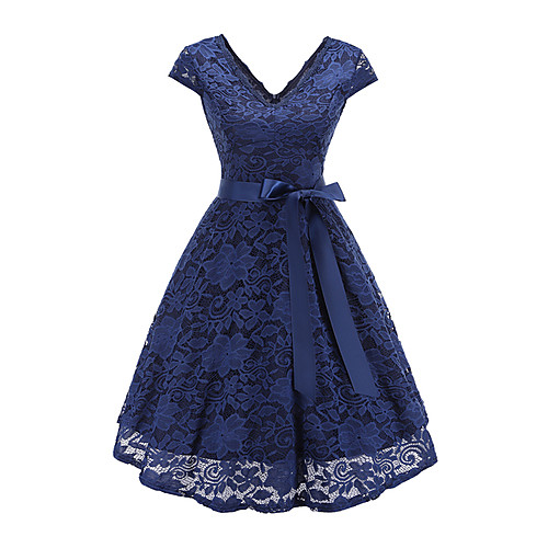 Women's Elegant Swing Dress - Solid Colored Bow Lace up Lace Trims Blushing Pink Navy Blue Wine S M L
Women's Elegant Swing Dress - Solid Colored Bow Lace up Lace Trims Blushing Pink Navy Blue Wine S M L