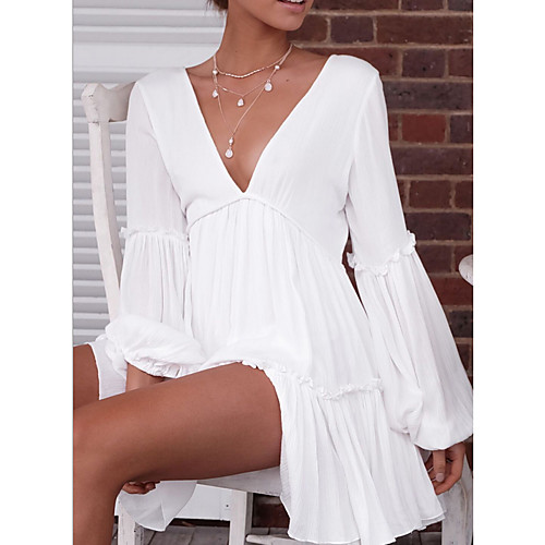 Women's Going out Beach Mini A Line Dress Patchwork Deep V White S M L XL / Sexy
Women's Going out Beach Mini A Line Dress Patchwork Deep V White S M L XL / Sexy