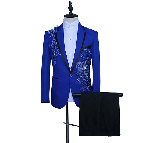 Royal Blue Patterned Tailored Fit Polyester Suit - Notch Single Breasted One-button
Royal Blue Patterned Tailored Fit Polyester Suit - Notch Single Breasted One-button