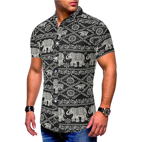 Men's Causal Casual Basic EU / US Size Cotton Shirt - Color Block / Graphic / Tribal Print Black / Short Sleeve
Men's Causal Casual Basic EU / US Size Cotton Shirt - Color Block / Graphic / Tribal Print Black / Short Sleeve