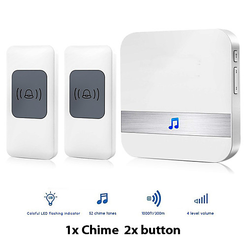 

Wireless Two to One Doorbell Music / Ding dong Non-visual doorbell / Sound adjustable Desktop installation / Wall Mounting / Free Standing Commercial / Indoor / Outdoor