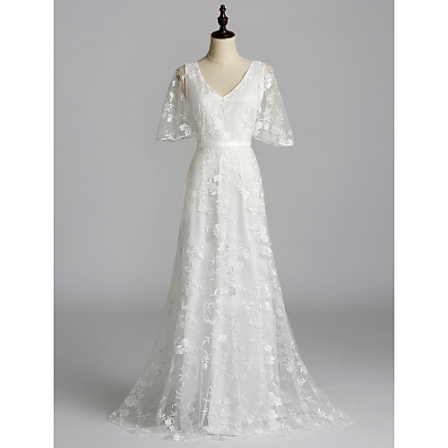 Maxi Dress A-Line V Wire Sweep / Brush Train Lace Dress with Lace Insert by LAN TING Express
Maxi Dress A-Line V Wire Sweep / Brush Train Lace Dress with Lace Insert by LAN TING Express