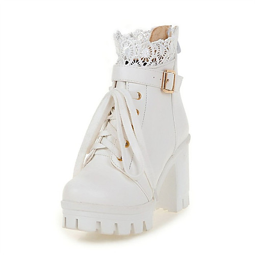 Women's Boots Chunky Heel Round Toe PU(Polyurethane) Booties / Ankle Boots Fall & Winter White / Black
Women's Boots Chunky Heel Round Toe PU(Polyurethane) Booties / Ankle Boots Fall & Winter White / Black