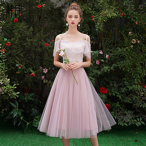 A-Line Spaghetti Strap Tea Length Tulle Bridesmaid Dress with Ruffles by LAN TING Express
A-Line Spaghetti Strap Tea Length Tulle Bridesmaid Dress with Ruffles by LAN TING Express