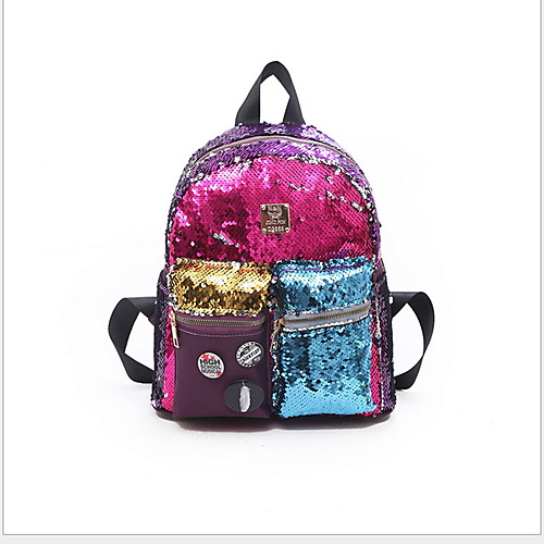 Adjustable PU Sequin / Zipper Commuter Backpack Color Block Daily Blushing Pink / Purple / Yellow
Adjustable PU Sequin / Zipper Commuter Backpack Color Block Daily Blushing Pink / Purple / Yellow