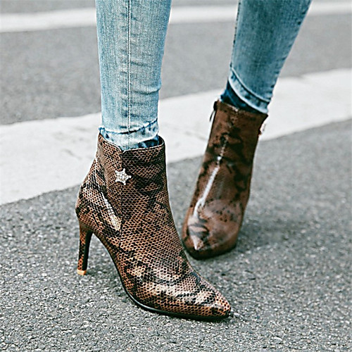 Women's Boots Print Shoes Stiletto Heel Pointed Toe Rhinestone PU Booties / Ankle Boots Fall & Winter Brown / Silver / Pink / Party & Evening
Women's Boots Print Shoes Stiletto Heel Pointed Toe Rhinestone PU Booties / Ankle Boots Fall & Winter Brown / Silver / Pink / Party & Evening