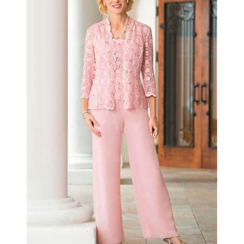 Pantsuit / Jumpsuit Square Neck Ankle Length Lace Mother of the Bride Dress with Lace by LAN TING Express
Pantsuit / Jumpsuit Square Neck Ankle Length Lace Mother of the Bride Dress with Lace by LAN TING Express