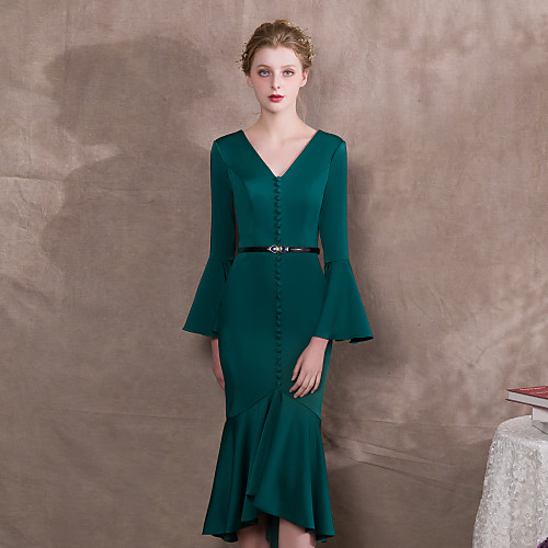 Mermaid / Trumpet V Neck Asymmetrical Jersey Cocktail Party Dress with Sash / Ribbon by LAN TING Express
Mermaid / Trumpet V Neck Asymmetrical Jersey Cocktail Party Dress with Sash / Ribbon by LAN TING Express