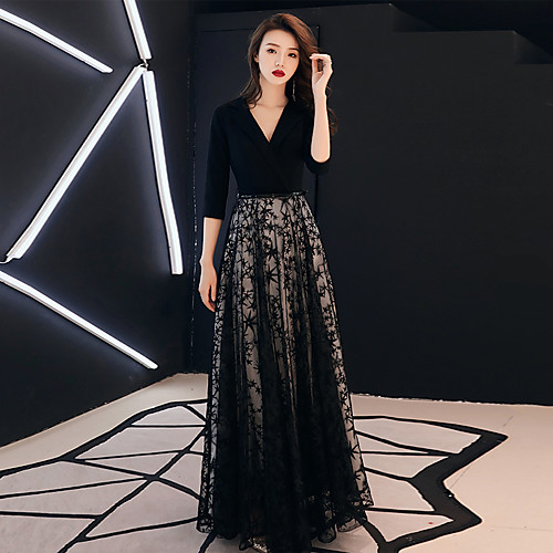 A-Line V Neck Floor Length Polyester / Lace Sparkle & Shine Formal Evening Dress with Pattern / Print / Sash / Ribbon by LAN TING Express
A-Line V Neck Floor Length Polyester / Lace Sparkle & Shine Formal Evening Dress with Pattern / Print / Sash / Ribbon by LAN TING Express