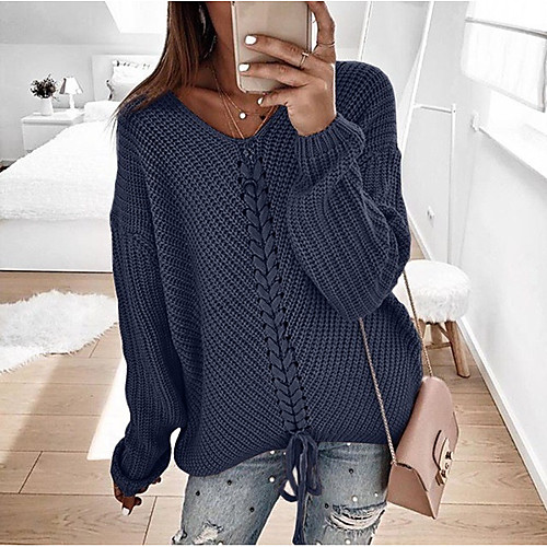 Women's Casual Knitted Solid Colored Long Sleeve Pullover Sweater Jumper, V Neck Spring / Fall Blushing Pink / Red / Navy Blue S / M / L
Women's Casual Knitted Solid Colored Long Sleeve Pullover Sweater Jumper, V Neck Spring / Fall Blushing Pink / Red / Navy Blue S / M / L