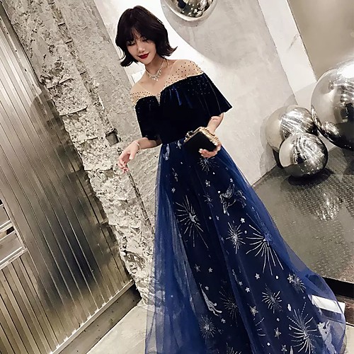 A-Line V Neck Floor Length Lace / Tulle / Velvet Vintage Inspired Prom Dress with Beading / Lace Insert by LAN TING Express
A-Line V Neck Floor Length Lace / Tulle / Velvet Vintage Inspired Prom Dress with Beading / Lace Insert by LAN TING Express