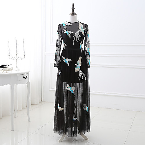 Sheath / Column Jewel Neck Ankle Length Lace / Tulle Vintage Inspired Formal Evening Dress with by LAN TING Express
Sheath / Column Jewel Neck Ankle Length Lace / Tulle Vintage Inspired Formal Evening Dress with by LAN TING Express