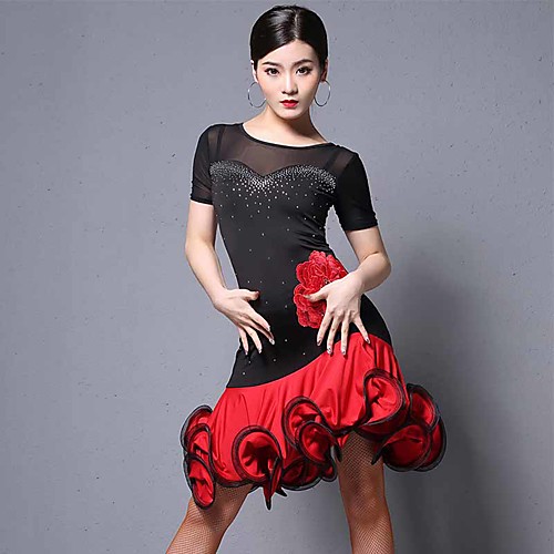Latin Dance Dresses Women's Performance Tulle / Milk Fiber Embroidery / Crystals / Rhinestones Short Sleeve Dress
Latin Dance Dresses Women's Performance Tulle / Milk Fiber Embroidery / Crystals / Rhinestones Short Sleeve Dress
