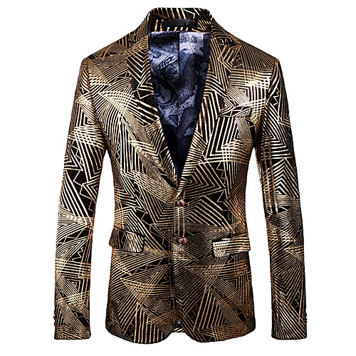 Men's Blazer, Geometric Notch Lapel Rayon / Polyester Gold
Men's Blazer, Geometric Notch Lapel Rayon / Polyester Gold