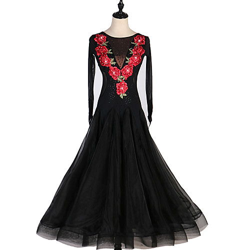 Ballroom Dance Dresses Women's Performance Spandex / Organza Embroidery / Crystals / Rhinestones Long Sleeve Dress
Ballroom Dance Dresses Women's Performance Spandex / Organza Embroidery / Crystals / Rhinestones Long Sleeve Dress