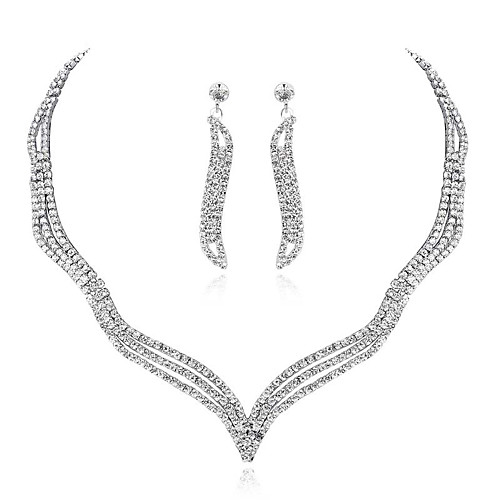 Women's Necklace Earrings Tennis Chain Wave European Trendy Fashion Elegant Imitation Diamond Earrings Jewelry Silver For Wedding Party Engagement Gift Promise 1 set
Women's Necklace Earrings Tennis Chain Wave European Trendy Fashion Elegant Imitation Diamond Earrings Jewelry Silver For Wedding Party Engagement Gift Promise 1 set