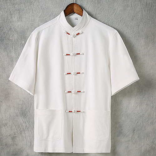 Men's Casual Home Basic / Chinoiserie Linen Shirt - Solid Colored V Neck Black / Short Sleeve
Men's Casual Home Basic / Chinoiserie Linen Shirt - Solid Colored V Neck Black / Short Sleeve