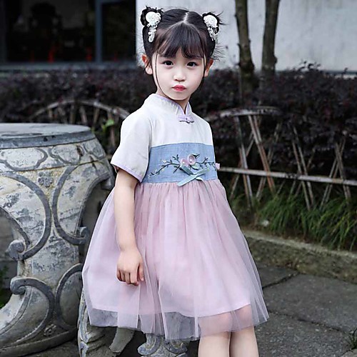Kids' Dancewear Hanfu Girls' Performance Linen / Tulle Embroidery Short Sleeve Dress
Kids' Dancewear Hanfu Girls' Performance Linen / Tulle Embroidery Short Sleeve Dress