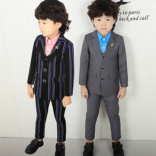 Black / Gray Cotton Ring Bearer Suit - Four-piece Suit Includes Coat / Vest / Blouse
Black / Gray Cotton Ring Bearer Suit - Four-piece Suit Includes Coat / Vest / Blouse