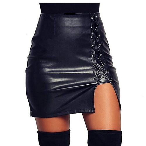 Women's Sexy Plus Size PU Bodycon Skirts - Solid Colored Lace up Black S M L
Women's Sexy Plus Size PU Bodycon Skirts - Solid Colored Lace up Black S M L