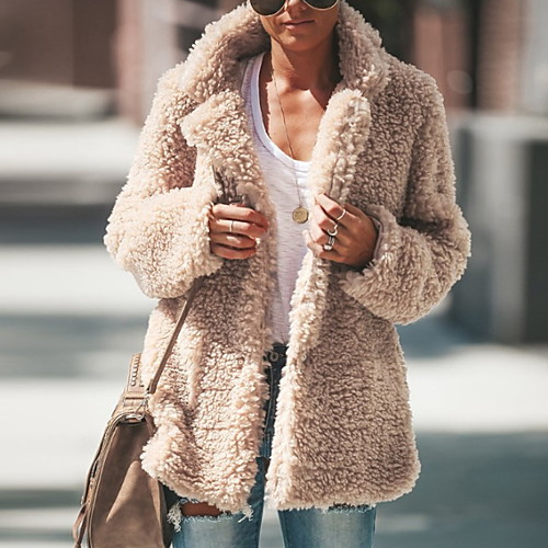 Women's Daily Winter Regular Coat, Solid Colored Notch Lapel Long Sleeve Polyester Black / Blushing Pink / Brown
Women's Daily Winter Regular Coat, Solid Colored Notch Lapel Long Sleeve Polyester Black / Blushing Pink / Brown