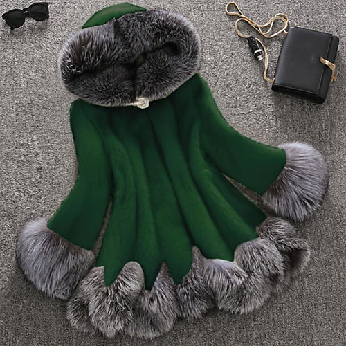 Women's Party / Work Street chic / Sophisticated Winter Plus Size Regular Faux Fur Coat, Solid Colored / Color Block Hooded Long Sleeve Faux Fur Patchwork Green / Black / Red
Women's Party / Work Street chic / Sophisticated Winter Plus Size Regular Faux Fur Coat, Solid Colored / Color Block Hooded Long Sleeve Faux Fur Patchwork Green / Black / Red