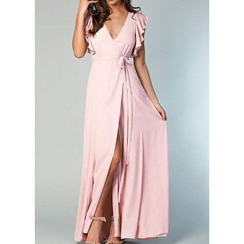 A-Line Plunging Neck Floor Length Chiffon Bridesmaid Dress with Bow(s) / Split Front / Ruffles by LAN TING Express / Open Back
A-Line Plunging Neck Floor Length Chiffon Bridesmaid Dress with Bow(s) / Split Front / Ruffles by LAN TING Express / Open Back