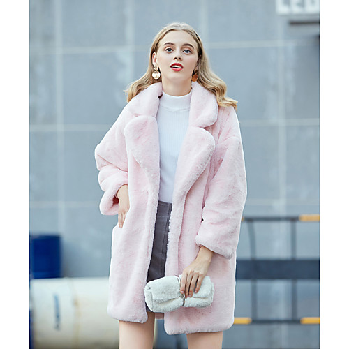 Women's Party Street chic / Sophisticated Fall & Winter Long Faux Fur Coat, Solid Colored Turndown / Straight Collar Long Sleeve Faux Fur Black / White / Blushing Pink
Women's Party Street chic / Sophisticated Fall & Winter Long Faux Fur Coat, Solid Colored Turndown / Straight Collar Long Sleeve Faux Fur Black / White / Blushing Pink