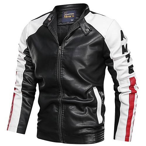 Men's Daily Regular Leather Jacket, Color Block Stand Long Sleeve PU Blue / Black / Red
Men's Daily Regular Leather Jacket, Color Block Stand Long Sleeve PU Blue / Black / Red