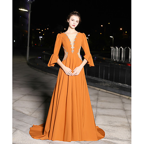 A-Line V Wire Court Train Jersey Cut Out Formal Evening Dress with Beading / Crystals by LAN TING Express
A-Line V Wire Court Train Jersey Cut Out Formal Evening Dress with Beading / Crystals by LAN TING Express