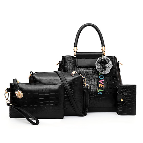 Women's Zipper / Pom-pom PU Bag Set Solid Color 4 Pieces Purse Set Black / Brown / White
Women's Zipper / Pom-pom PU Bag Set Solid Color 4 Pieces Purse Set Black / Brown / White