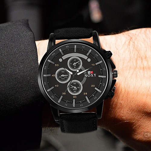 Men's Sport Watch Quartz Leather Black / Gold Casual Watch Analog Fashion - Black Brown One Year Battery Life
Men's Sport Watch Quartz Leather Black / Gold Casual Watch Analog Fashion - Black Brown One Year Battery Life