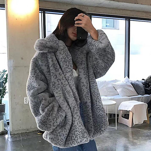 Women's Party / Work Street chic / Sophisticated Winter / Fall & Winter Regular Faux Fur Coat, Solid Colored / Leopard Shirt Collar Long Sleeve Faux Fur Brown / Gray
Women's Party / Work Street chic / Sophisticated Winter / Fall & Winter Regular Faux Fur Coat, Solid Colored / Leopard Shirt Collar Long Sleeve Faux Fur Brown / Gray