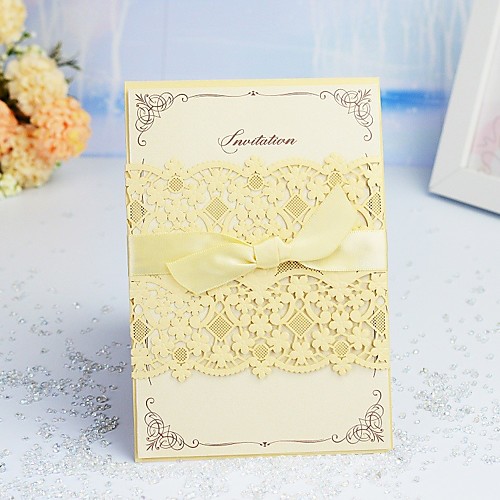 Wrap & Pocket Wedding Invitations 30pcs - Invitation Cards / Thank You Cards / Response Cards Artistic Style / Modern Style / Floral Style Pearl Paper 5""×7 ¼"" (12.718.4cm) Satin Bow / Sash / Ribbon
Wrap & Pocket Wedding Invitations 30pcs - Invitation Cards / Thank You Cards / Response Cards Artistic Style / Modern Style / Floral Style Pearl Paper 5""×7 ¼"" (12.718.4cm) Satin Bow / Sash / Ribbon