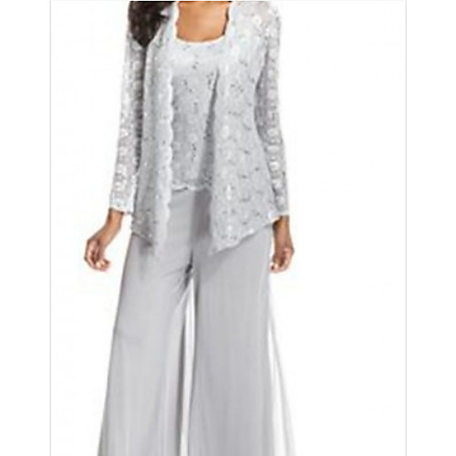 Two Piece / Pantsuit / Jumpsuit Scoop Neck Ankle Length Chiffon / Lace Mother of the Bride Dress with Lace by LAN TING Express / Wrap Included
Two Piece / Pantsuit / Jumpsuit Scoop Neck Ankle Length Chiffon / Lace Mother of the Bride Dress with Lace by LAN TING Express / Wrap Included