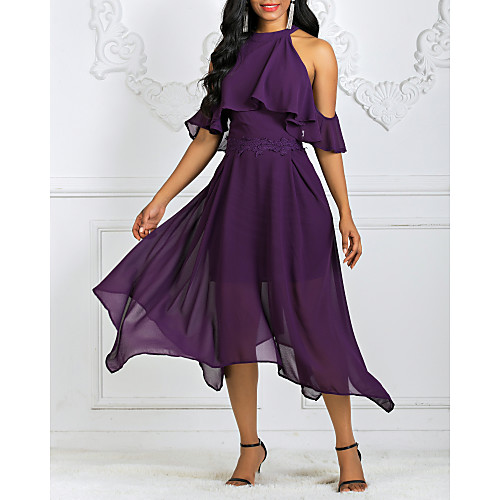 Women's Asymmetrical Swing Dress - Solid Colored Halter Neck Wine Purple S M L XL
Women's Asymmetrical Swing Dress - Solid Colored Halter Neck Wine Purple S M L XL