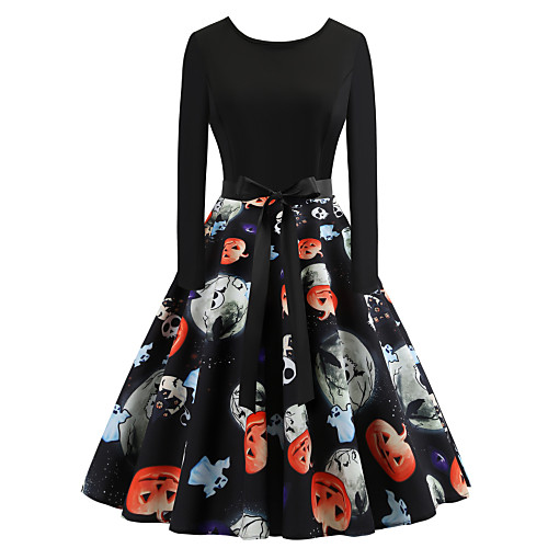 Women's Halloween Vintage A Line Dress - Animal Backless Patchwork Print Black S M L XL
Women's Halloween Vintage A Line Dress - Animal Backless Patchwork Print Black S M L XL