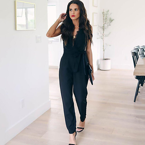 Women's Street chic / Sophisticated Black Romper, Solid Colored Lace Trims S M L
Women's Street chic / Sophisticated Black Romper, Solid Colored Lace Trims S M L