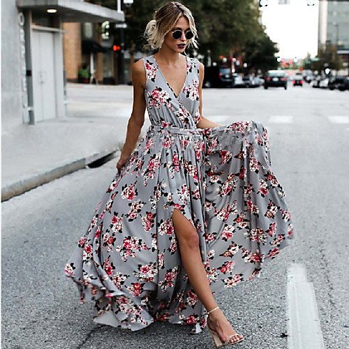 A-Line Plunging Neck Floor Length Polyester Formal Evening Dress with Pattern / Print / Split Front by LAN TING Express
A-Line Plunging Neck Floor Length Polyester Formal Evening Dress with Pattern / Print / Split Front by LAN TING Express