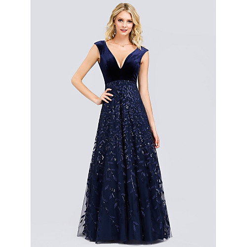 A-Line Plunging Neck Floor Length Tulle / Velvet Formal Evening Dress with Embroidery by LAN TING Express
A-Line Plunging Neck Floor Length Tulle / Velvet Formal Evening Dress with Embroidery by LAN TING Express